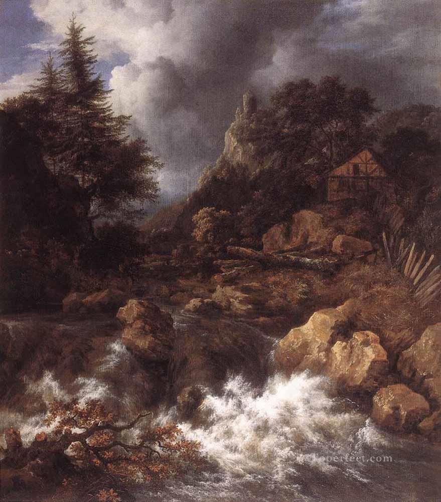 Cascada en un paisaje montañoso del norte Jacob Isaakszoon van Ruisdael Pintura al óleo